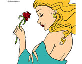 Dibujo Princesa con una rosa pintado por dafita123