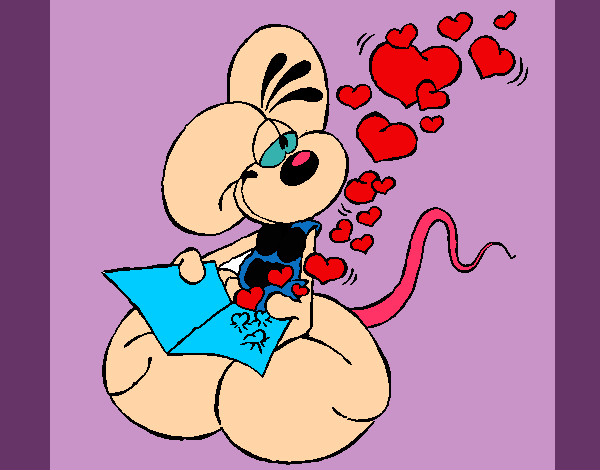 Dibujo Ratón enamorado pintado por yova
