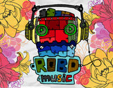 Dibujo Robot music pintado por heku