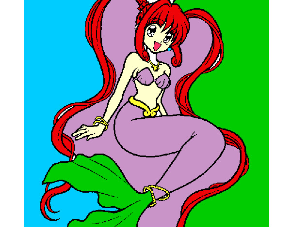 Dibujo Sirena con perlas pintado por Goulia