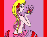 Dibujo Sirena y perla pintado por Goulia