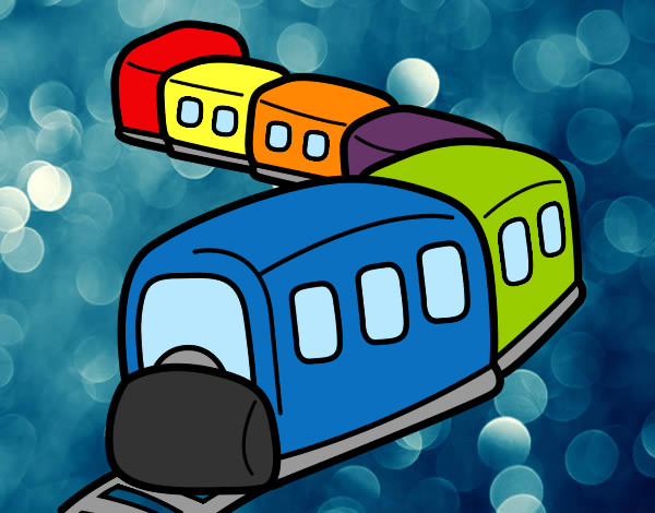 Dibujo Tren en camino pintado por gemelos3
