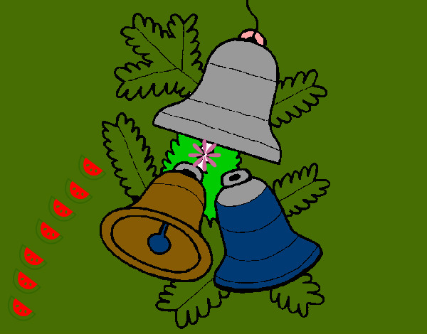 Dibujo 3 campanas de navidad pintado por puchungas