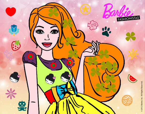 Dibujo Barbie con su vestido con lazo pintado por keila05