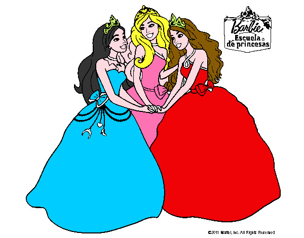 Dibujo Barbie y sus amigas princesas pintado por caataa