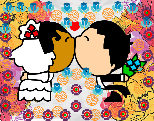 Dibujo Beso de recién casados pintado por pabloreal