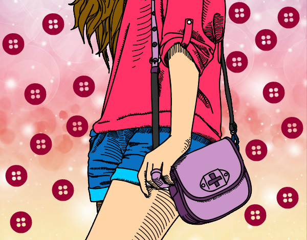 Dibujo Chica con bolso pintado por nicayo