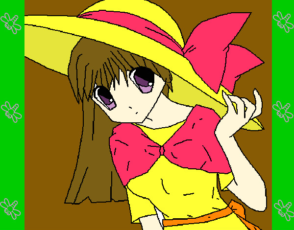 Dibujo Chica con sombrero pamela pintado por andrechibi