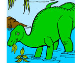 Dibujo Dinosaurio comiendo pintado por karencit
