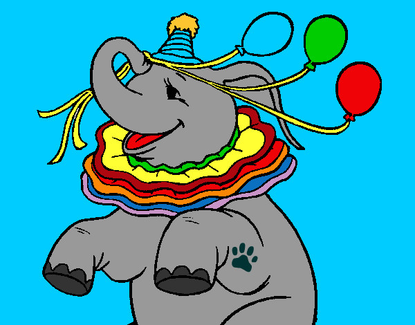 Dibujo Elefante con 3 globos pintado por Danny24