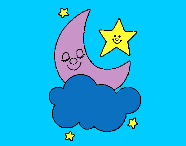 Dibujo Luna y estrellas pintado por leonelita
