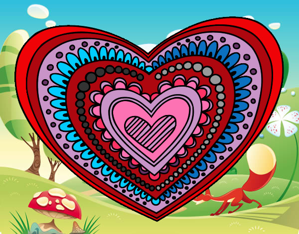 Dibujo Mandala corazón pintado por nahiacampo