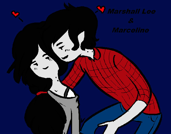Dibujo Marshall Lee y Marceline pintado por andrechibi