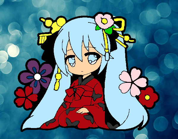 Dibujo Miku tradicional pintado por jgfjgjf