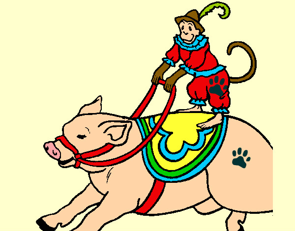 Dibujo Mono y cerdo pintado por Danny24