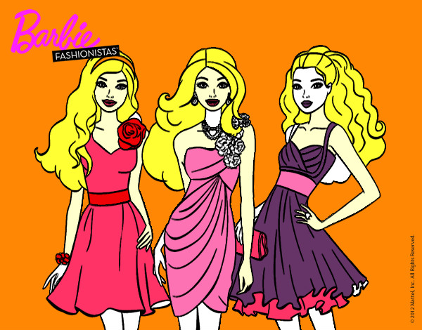 Dibujo Barbie y sus amigas vestidas de fiesta pintado por sabrina33