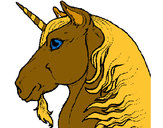 Dibujo Cabeza de unicornio pintado por elleondefr