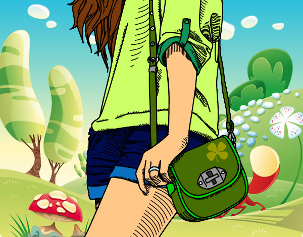 Dibujo Chica con bolso pintado por aixaaye1