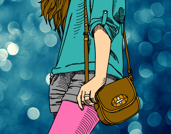 Dibujo Chica con bolso pintado por paolita12