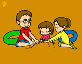 Dibujo Familia en la playa pintado por TRISTAN04