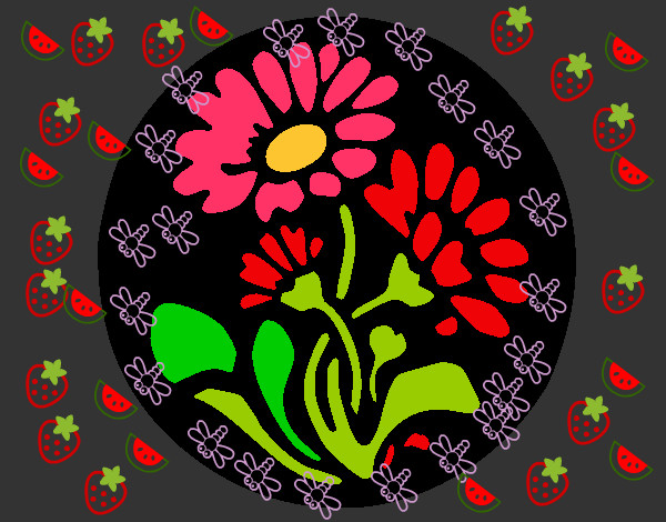 Dibujo Grabado con flores pintado por AMPPI