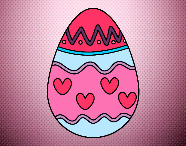 Dibujo Huevo con corazones pintado por prof