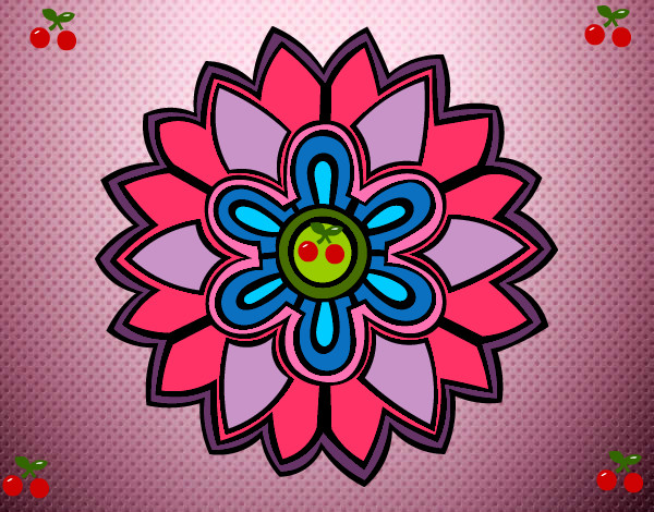 Dibujo Mándala con forma de flor weiss pintado por ivanet