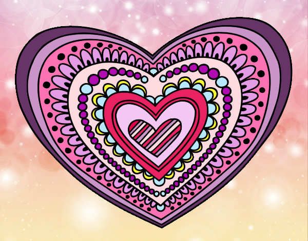 Dibujo Mandala corazón pintado por Yosita