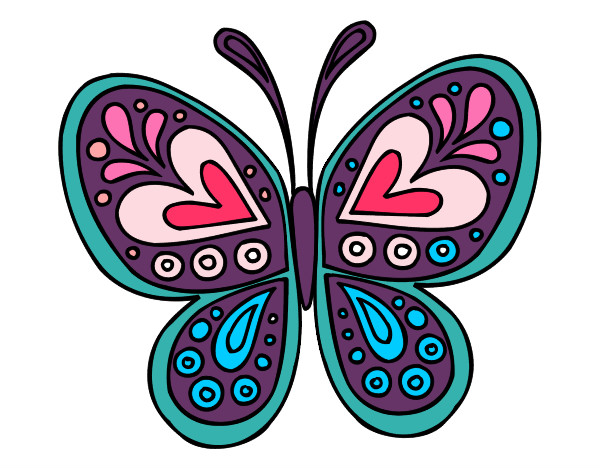 Dibujo Mandala mariposa pintado por palomiwiii