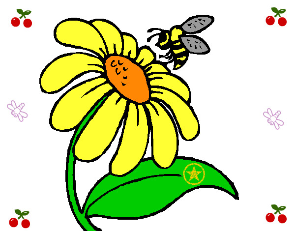 Dibujo Margarita con abeja pintado por carolina32