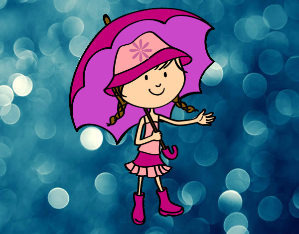 Dibujo Niña con paraguas pintado por Mirene456