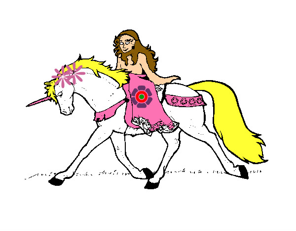 Dibujo Princesa en unicornio pintado por pitufi