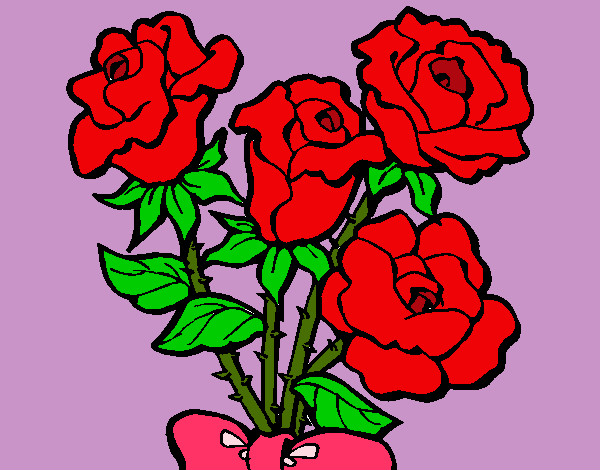 Dibujo Ramo de rosas pintado por yila10