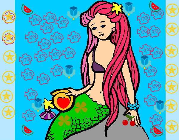 Dibujo Sirena con caracola pintado por RICKAZA