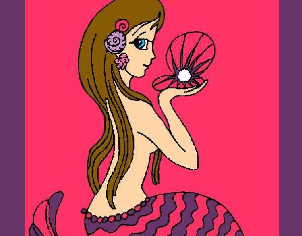 Dibujo Sirena y perla pintado por alesita08