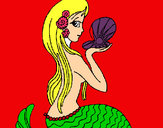 Dibujo Sirena y perla pintado por Isimia