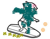 Dibujo Surf con tabla pintado por camilaarau