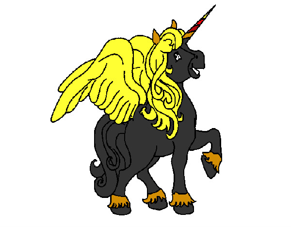 Dibujo Unicornio con alas pintado por elleondefr