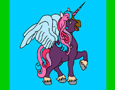 Dibujo Unicornio con alas pintado por prof