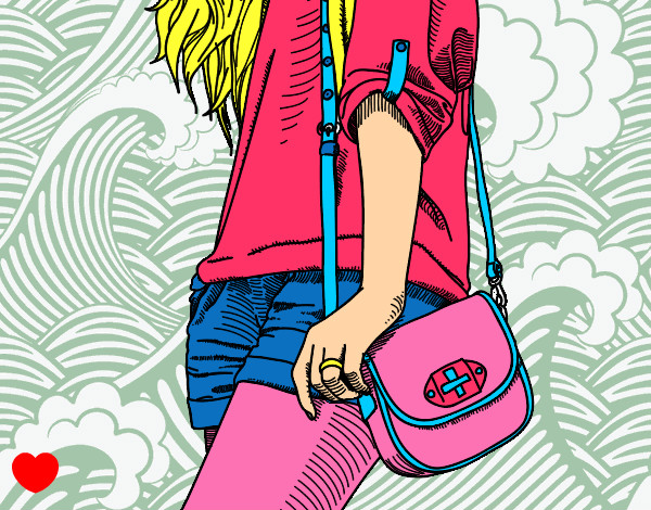 Dibujo Chica con bolso pintado por AlejitaDmL