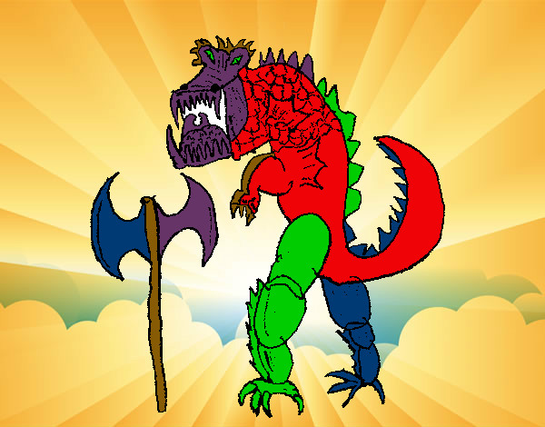 Dibujo Dragón con hacha pintado por narutobiju