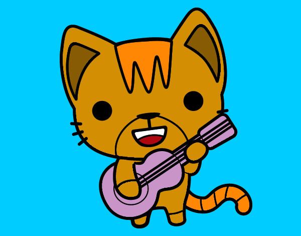Dibujo Gato guitarrista pintado por yuliana444