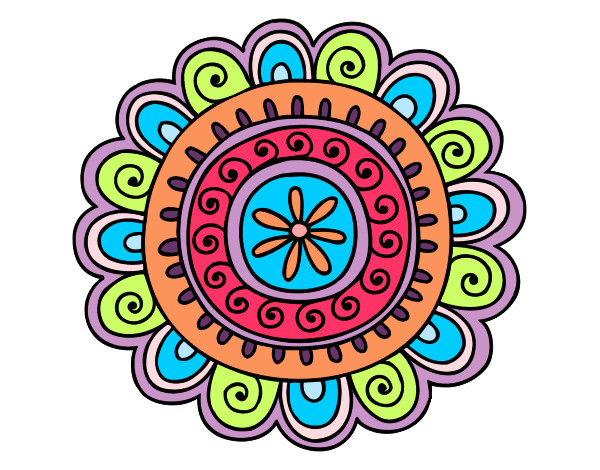 Dibujo Mandala alegre pintado por jotita