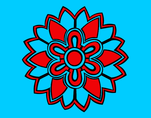 Dibujo Mándala con forma de flor weiss pintado por spaik