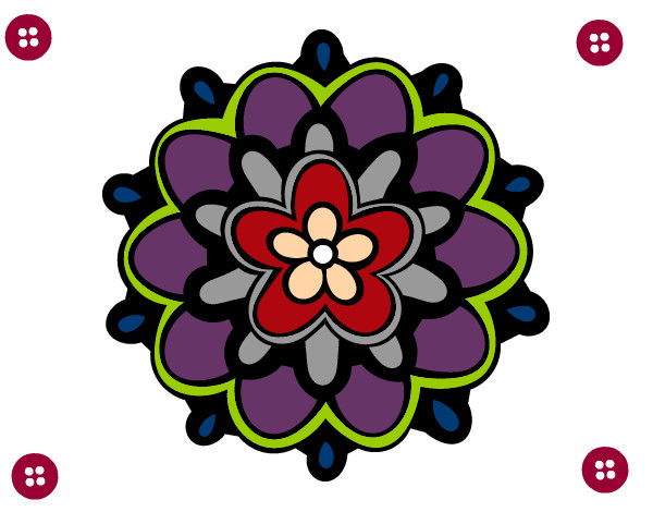 Dibujo Mándala con una flor pintado por jossefa