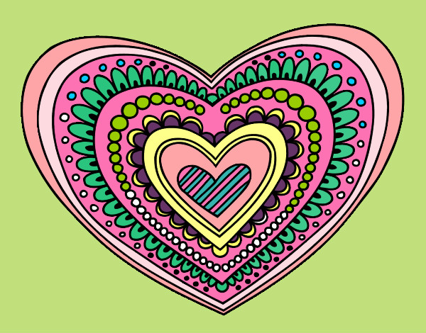 Dibujo Mandala corazón pintado por jotita