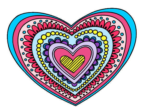 Dibujo Mandala corazón pintado por rodhe
