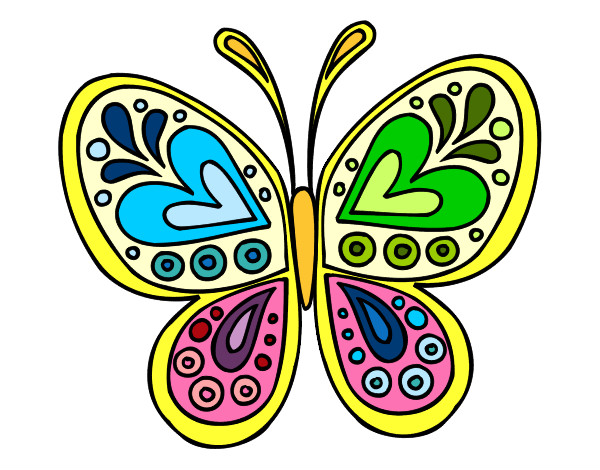 Dibujo Mandala mariposa pintado por rodhe