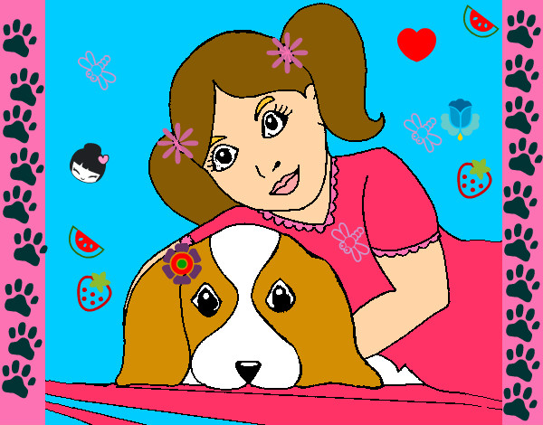 Dibujo Niña abrazando a su perro pintado por AlejitaDmL