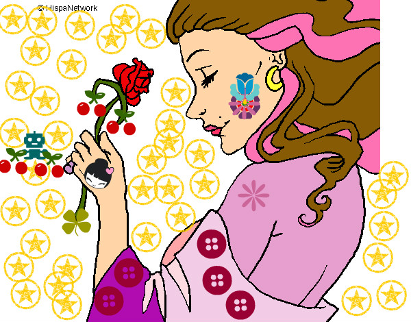 Dibujo Princesa con una rosa pintado por Magnus1564